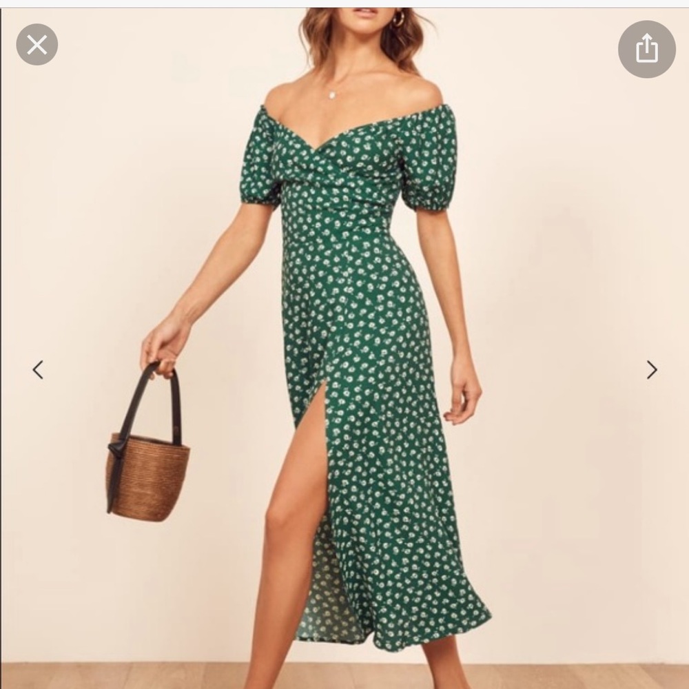 Reformation pearl off the shoulder dress size 2